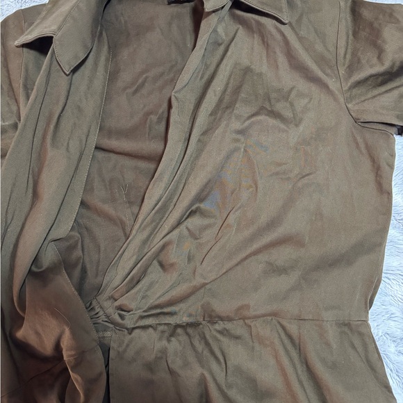 Talbots Cotton Poplin Olive Midi Wrap Dress, size 8 - Picture 7 of 11